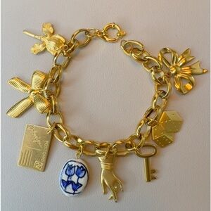 Estate sale charms on 18kt gold plated stainless steel 18kt bracelet RARE